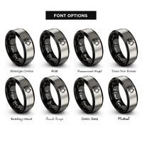 font options for inside engraving on black & gray feller buncher rings