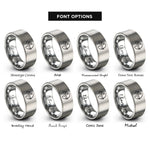 font options for inside engraving on gray female archer draw rings