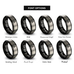 font options for inside engraving on black & grey female cyclist rings