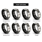 font options for inside engraving on black & silver female cyclist rings