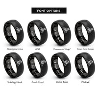 font options for inside engraving on black female cyclist rings