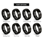 font options for inside engraving on black female cyclist rings