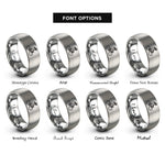 font options for inside engraving on gray female cyclist rings
