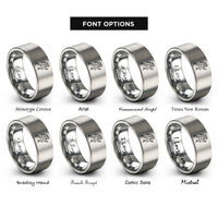 font options for inside engraving on gray female runner sprinting rings