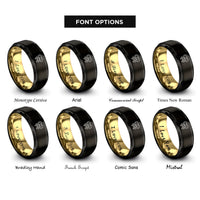 font options for inside engraving on black & gold female symbol rings