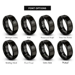 font options for inside engraving on black female symbol rings