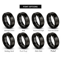 font options for inside engraving on black female symbol rings