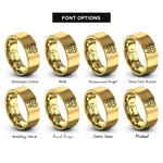 font options for inside engraving on gold female symbol rings