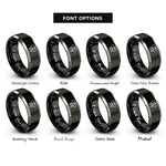 font options for inside engraving on black & grey female symbols rings