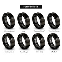 font options for inside engraving on black female symbols rings