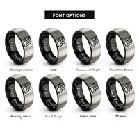 font options for inside engraving on black & silver fender louvers rings