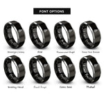 font options for inside engraving on black & silver fern rings