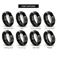 font options for inside engraving on black & silver fern rings