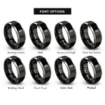 font options for inside engraving on black & gray fern frond rings