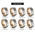 font options for inside engraving on rose gold & grey fern frond rings