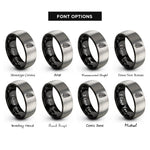 font options for inside engraving on black & silver fern leaf rings