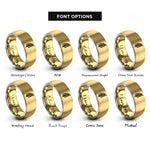 font options for inside engraving on gold & silver fern leaf rings