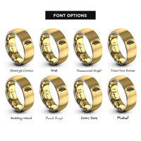 font options for inside engraving on gold & silver fern leaf rings