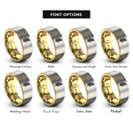 font options for inside engraving on gold & silver fern leaf rings