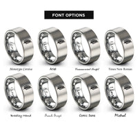 font options for inside engraving on silver fern leaf rings