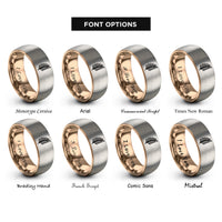 font options for inside engraving on rose gold & gray fern leaf rings