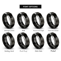 font options for inside engraving on black & gray ferret rings
