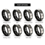 font options for inside engraving on black & silver ferret rings