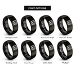 font options for inside engraving on black ferret face wink rings