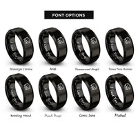 font options for inside engraving on black ferret face wink rings