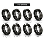 font options for inside engraving on black & silver ferret heart rings