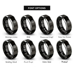 font options for inside engraving on black & grey ferret paw heart rings