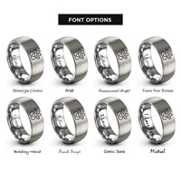 font options for inside engraving on grey ferret paw heart rings