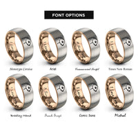 font options for inside engraving on rose gold & gray ferret rings