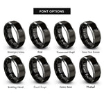 font options for inside engraving on black & silver ferro rod spark rings