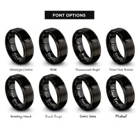 font options for inside engraving on black ferro rod spark rings