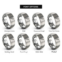 font options for inside engraving on gray ferro rod spark rings