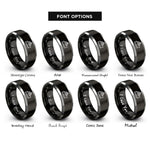 font options for inside engraving on black & grey ferry rings