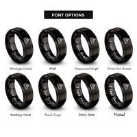 font options for inside engraving on black ferry rings