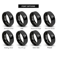 font options for inside engraving on black ferry rings