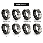 font options for inside engraving on black & grey ferry boat rings