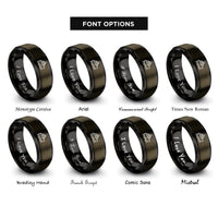 font options for inside engraving on gunmetal & black ferry rings