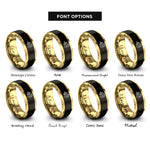 font options for inside engraving on black & gold fetal heartbeat line rings