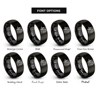 font options for inside engraving on black fetal heartbeat line rings