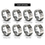 font options for inside engraving on gray fibonacci spiral dotwork rings
