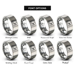 font options for inside engraving on gray fibonacci spiral rings