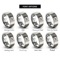 font options for inside engraving on gray fibonacci spiral rings