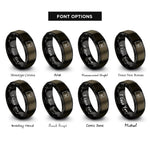 font options for inside engraving on gunmetal & black fibonacci spiral rings