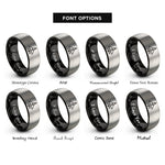 font options for inside engraving on black & gray fighter jet rings