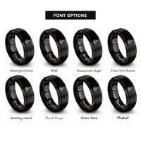 font options for inside engraving on black fighter jet rings
