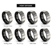 font options for inside engraving on black & silver figure 8 rings